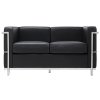 Sofa dwuosobowa SOFT LC2 czarna - włoska skóra naturalna, metal