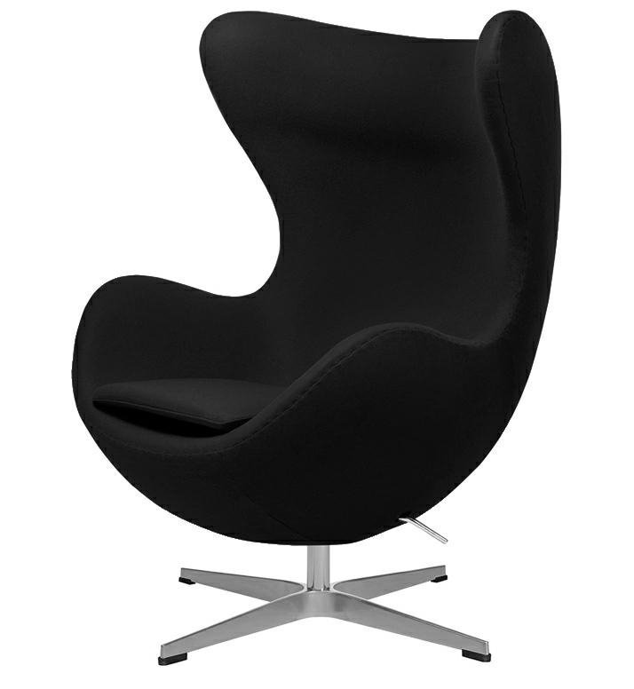 Fotel EGG CLASSIC czarny.30 - wełna, podstawa aluminiowa