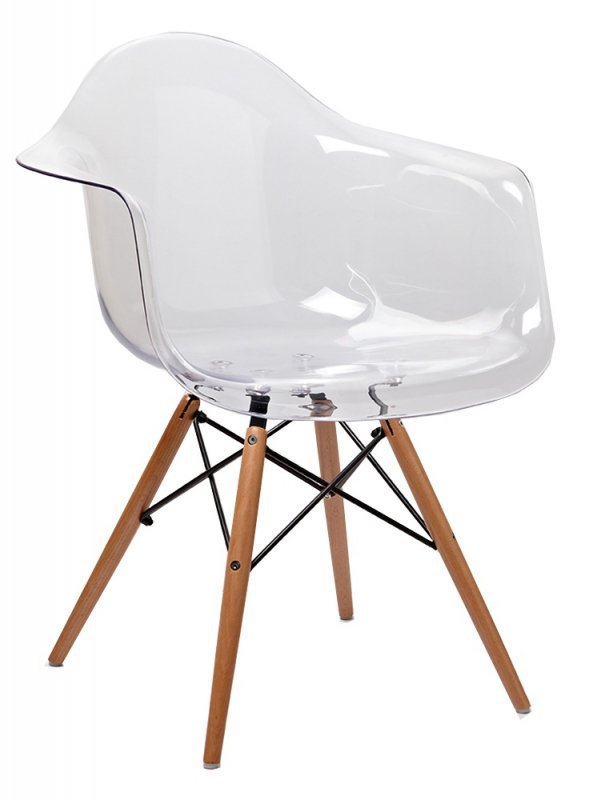 Krzesło ICE WOOD ARM transparentne - poliweglan, podstawa bukowa