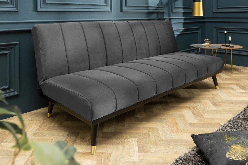 INVICTA sofa rozkładana PETIT BEAUTE 180cm szary aksamit