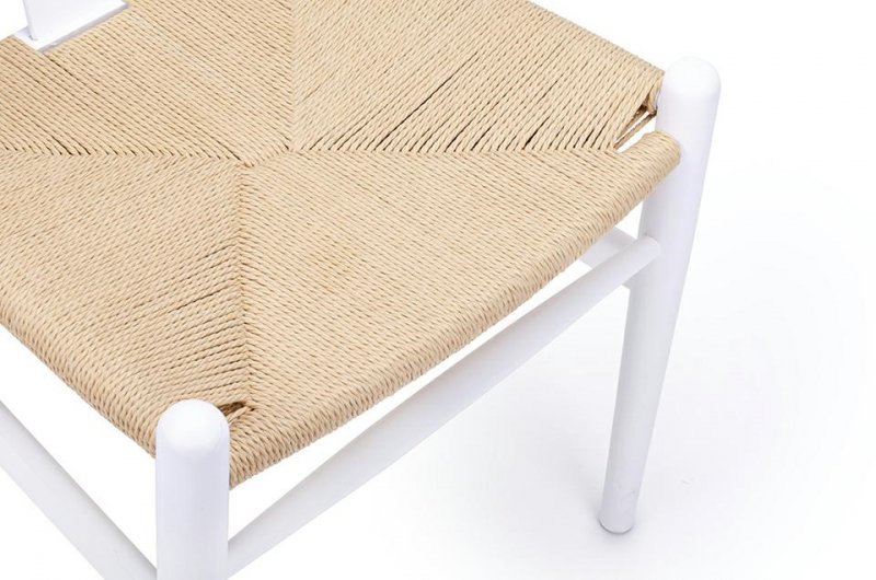 Krzesło WISHBONE białe  natural - drewno bukowe, naturalne włókno