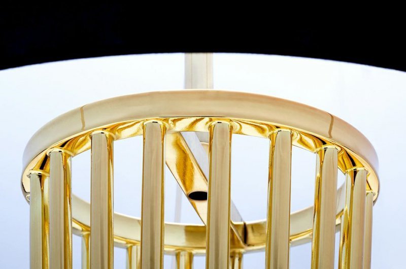 Lampa podłogowa HOLMES złota z czarnym kloszem -  metal