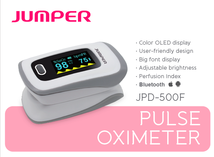 JUMPER JPD-500F Szary OLED Pulsoksymetr napalcowy z Bluetooth
