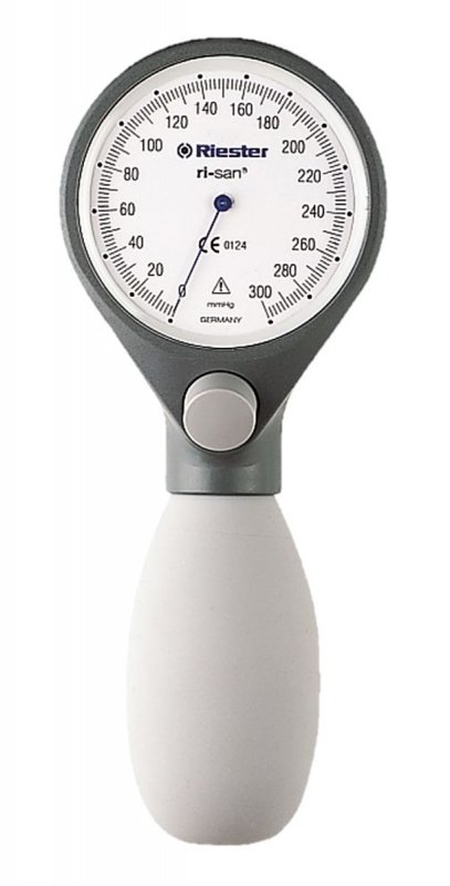 RIESTER Ri-san  Ciśnieniomierz zegarowy-1512 Mankiet na rzepy dla dorosłych 24 - 32 cm, ciemnoszary