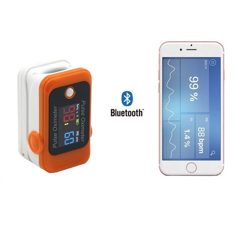 Berry BM1000C  z bluetoooth pomarańczowy Pulsoksymetr model  z bluetoooth pomarańczowy