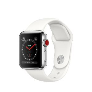 Apple Watch Series 3 GPS + LTE (eSIM) 38mm Silver Aluminium / Sport Band - White (biela)