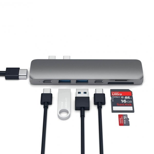Satechi PRO USB-C HUB - Thunedrbolt 3 / HDMI / USB 3.0 / USB-C / SD / microSD / Space Gray