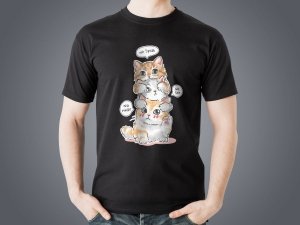 Koszulka czarna personalizowana kotki - Studioix.pl