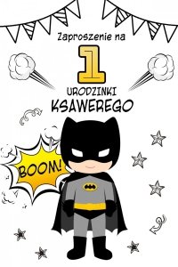 Zaproszenie urodzinowe dla dziecka Batman 10x15