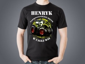 Koszulka czarna personalizowana męska Najprzystojniejszy rolnik w całej wsi 3 - Studioix.pl