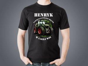 Koszulka czarna personalizowana męska Najprzystojniejszy rolnik w całej wsi 4 - Studioix.pl
