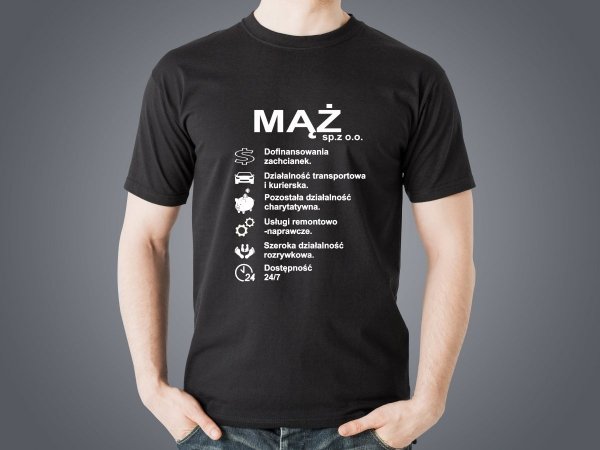Koszulka męska Idealny Mąż czarna - Studioix.pl