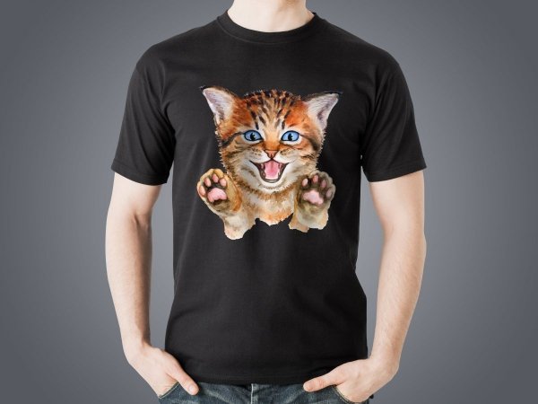 Koszulka-dziecieca-czarna-personalizowana-kot-Studioixpl