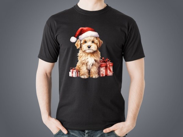 Koszulka czarna personalizowana Świąteczny Maltipoo - Studioix.pl