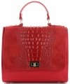 Kožené kabelka kufřík Genuine Leather červená 295