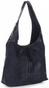 Kožené kabelka shopper bag Vera Pelle tmavě modrá A1