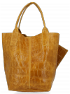 Kožené kabelka shopper bag Vittoria Gotti hořčicová B15
