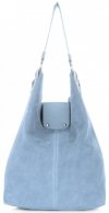 Kožené kabelka shopper bag Vittoria Gotti světle modrá V3292C