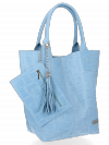 Kožené kabelka shopper bag Vittoria Gotti světle modrá B22
