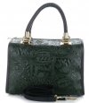 Kožené kabelka kufřík Genuine Leather lahvově zelená 214E