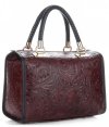Kožené kabelka kufřík Genuine Leather bordová 214E