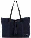 Kožené kabelka shopper bag Vittoria Gotti tmavě modrá V3076