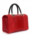 Elegantní kožený kufřík s motivem aligátora  červená