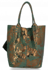 Kožené kabelka shopper bag Vittoria Gotti lahvově zelená V2472