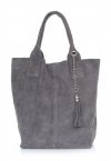 Kožené kabelka shopper bag Genuine Leather šedá 801