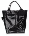Kožené kabelka shopper bag Genuine Leather černá 788