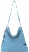 Kožené kabelka listonoška Vittoria Gotti světle modrá V5576