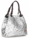 Kožené kabelka shopper bag Vittoria Gotti stříbrná V2053
