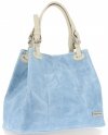 Kožené kabelka shopper bag Vittoria Gotti světle modrá V692754