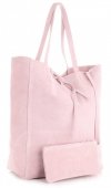 Kožené kabelka shopper bag Vera Pelle pudrová růžová 601