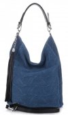 Kožené kabelka shopper bag Genuine Leather modrá G100