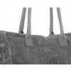 Kožené kabelka kufřík Genuine Leather šedá 80042