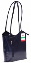 Kožená kabelka batůžek Made in Italy Tmavě modrá
