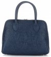 Kožené kabelka kufřík Genuine Leather tmavě modrá 80032