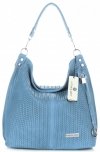 Kožené kabelka shopper bag Vittoria Gotti světle modrá V80051