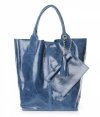 Kožená kabelka Shopper bag Lak modrá