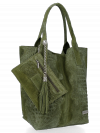 Kožené kabelka shopper bag Vittoria Gotti zelená B23