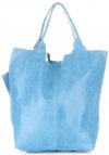 Kožené kabelka shopper bag Genuine Leather světle modrá 788