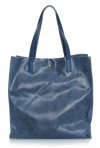 Kožená kabelka Shopper Bags kosmetickou kapsičkou modrá