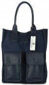 Bőr táska shopper bag Vittoria Gotti tengerkék V27A