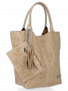 Bőr táska shopper bag Vittoria Gotti bézs B22