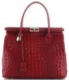 Bőr táska kuffer Genuine Leather piros 7727