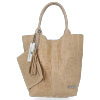 Bőr táska shopper bag Vittoria Gotti bézs B22