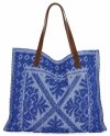 Olasz Shopper Táska Divatos Mintákkal 5887 Kobaltkék