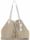 Bőr táska shopper bag Vittoria Gotti bézs V3076