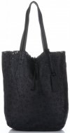 Bőr táska shopper bag Vittoria Gotti fekete VL299